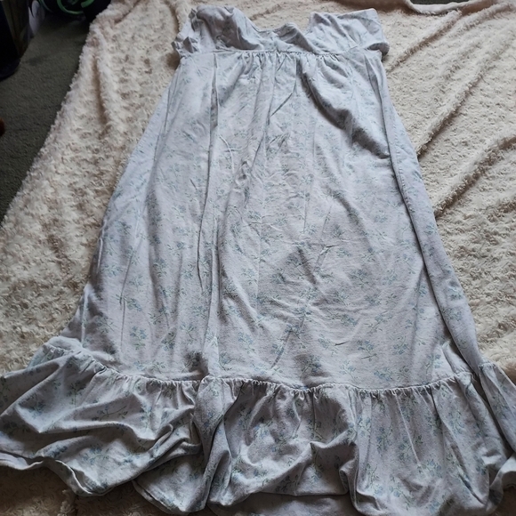 Aria White Flannel Blue Floral Long Nightgown Pockets Cottagecore Grandmacore - Picture 2 of 7